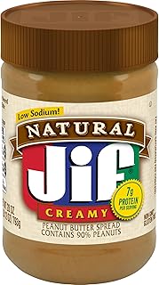 Jif Natural Creamy Peanut Butter Spread, 28 Ounces (Pack of 10), Contain...
