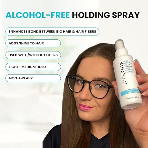 Miniatura 4 de SURETHIK Kit de inicio con herramientas de aplicación, viene con fibra capilar de 0.51 oz (marrón oscuro), aerosol de sujeción de fibra, aplicador