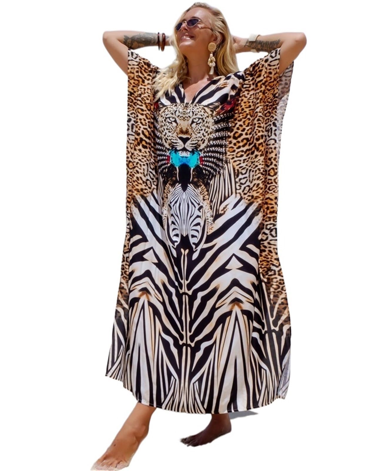 Copricostume da Bikini Abiti da Donna Taglie Forti Abito con Scollo a V Ampio per Vacanza