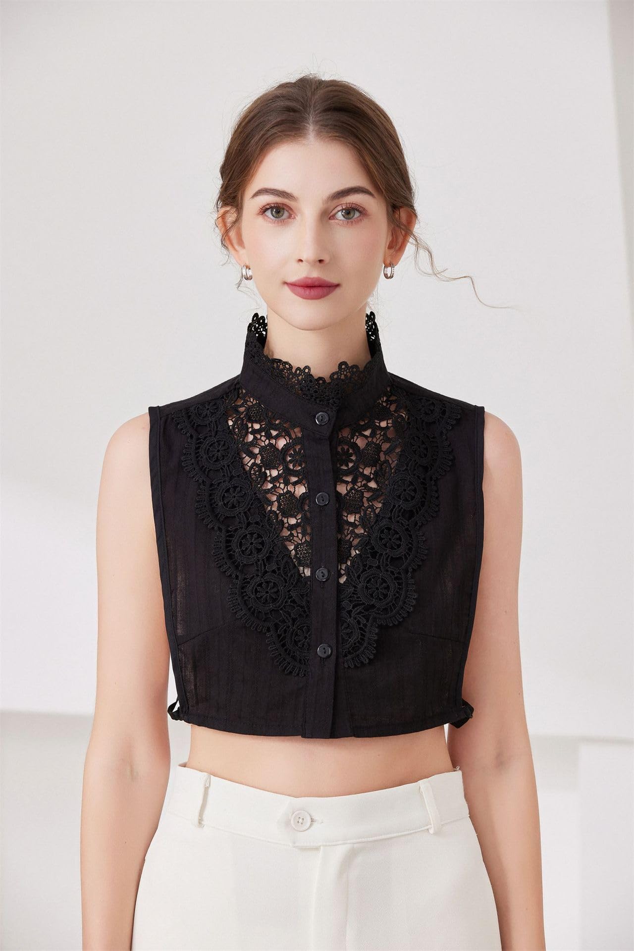 XEPST Colletto Staccabile Donna Camicia Bianca Colletto Camicia Finta Camicia sotto Donna Elegante Laccio Camicetta Mezza Camicia Colletto Falso Staccabile Decorativo Collare Colletto