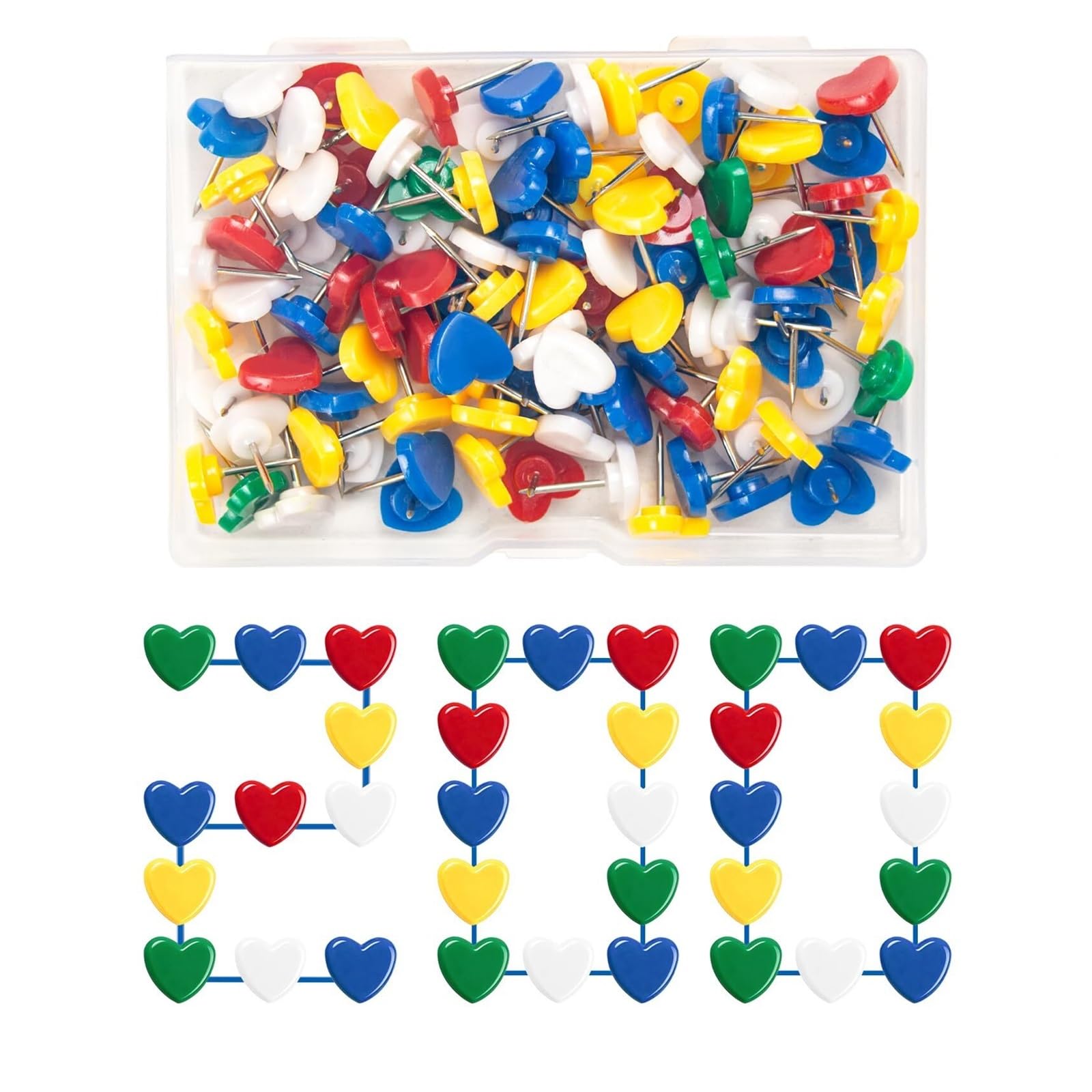 Push Pins 200pcs Plastic Head Thumb Tacks Bulletin