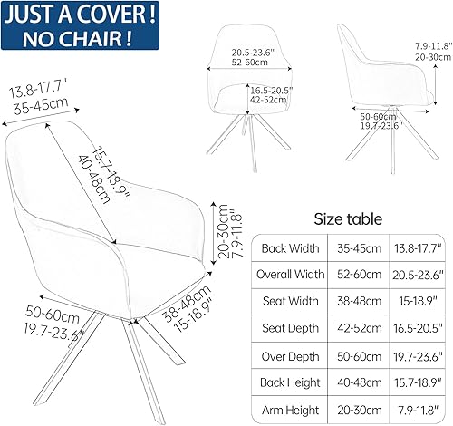 Miniatura 3 de Iauddy Funda giratoria para silla de comedor para oficina, silla de escritorio de oficina elástica con respaldo medio, protector de silla de brazo