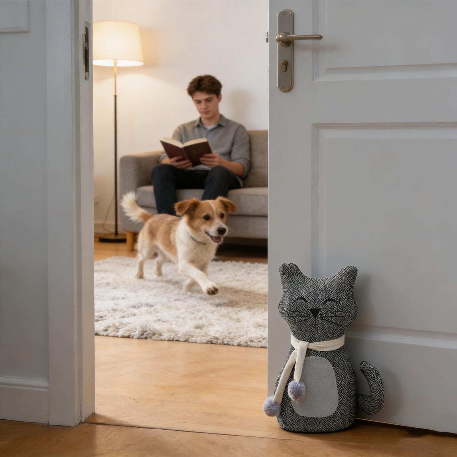 Butée de porte lestée en forme d'animal - Motif chat