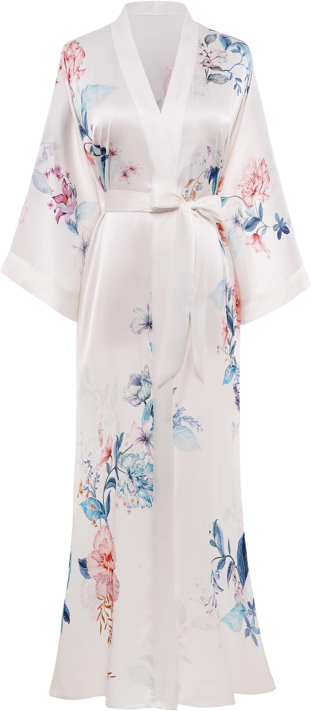 PRODESIGN Kimono Robe for Women - Long Satin Sleepwear Silky Kimono Cover-Up Nightgown Japanese Bathrobe Loungewear Blouse