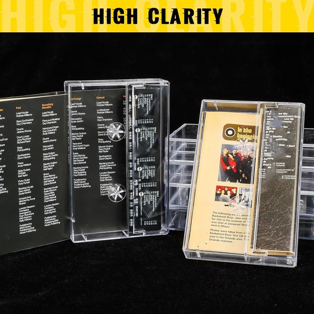 50 Pcs Cassette Tape Storage Cases & Holder 50Pcs Audio Cassette Storage Cases Plastic Cassette Tape Cases Blank Voice Recording Cassette Tape Holder Replacement Boxes Cassette Tape Storage