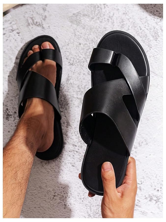 Amazon.com | GORGLITTER Men's Beach Leather Sandals 2025