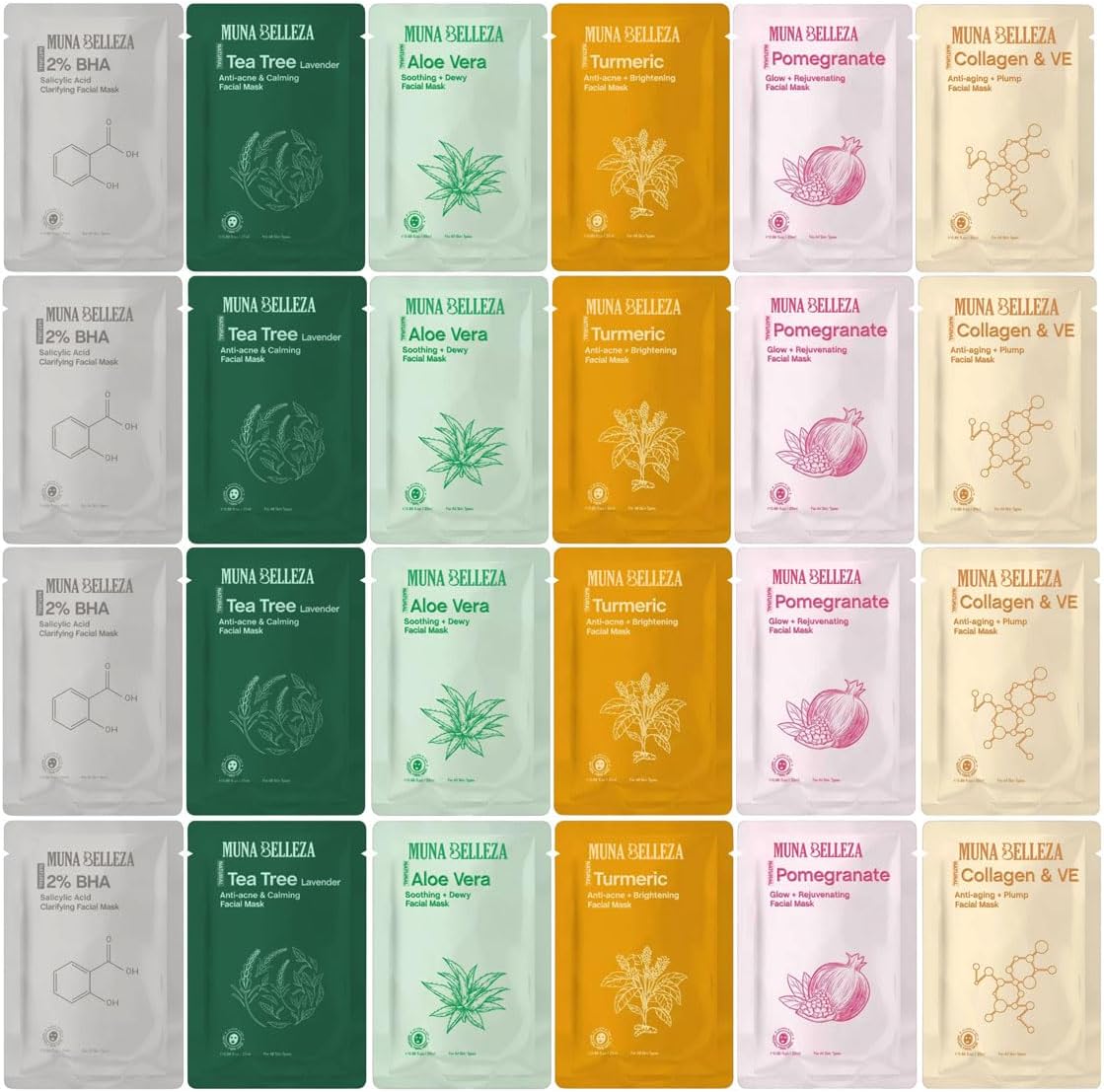 Korean Turmeric Lavender Anti-Acne & Calming Korean Facial Mask - Pack of 24