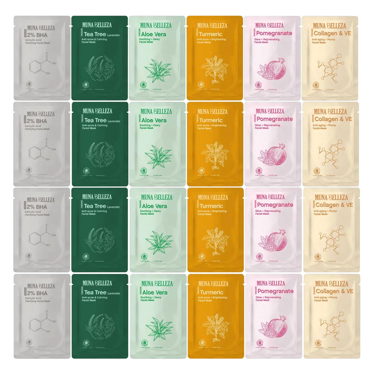 Korean Turmeric Lavender Anti-Acne & Calming Korean Facial Mask - Pack of 24