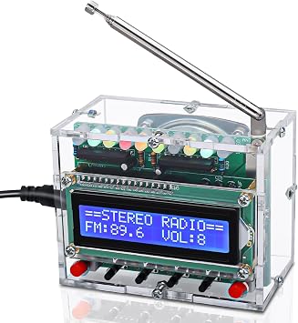 FM Radio Kit, ICSTATION Soldering Projects Radio with LED Flashing Lights DIY Radio Kit LCD1602 Display FM 87-108MHz Soldering Practice Kit for Back to School Solder Education Creative Present