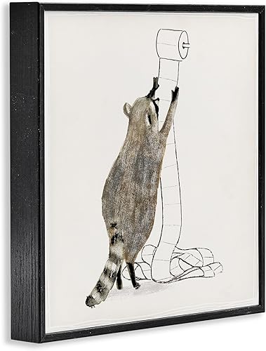 Miniatura 3 de Stupell Industries Papel higiénico de mapache acaparador de animales del bosque, diseño de Victoria Barnes, arte de pared enmarcado negro, 12 x 12