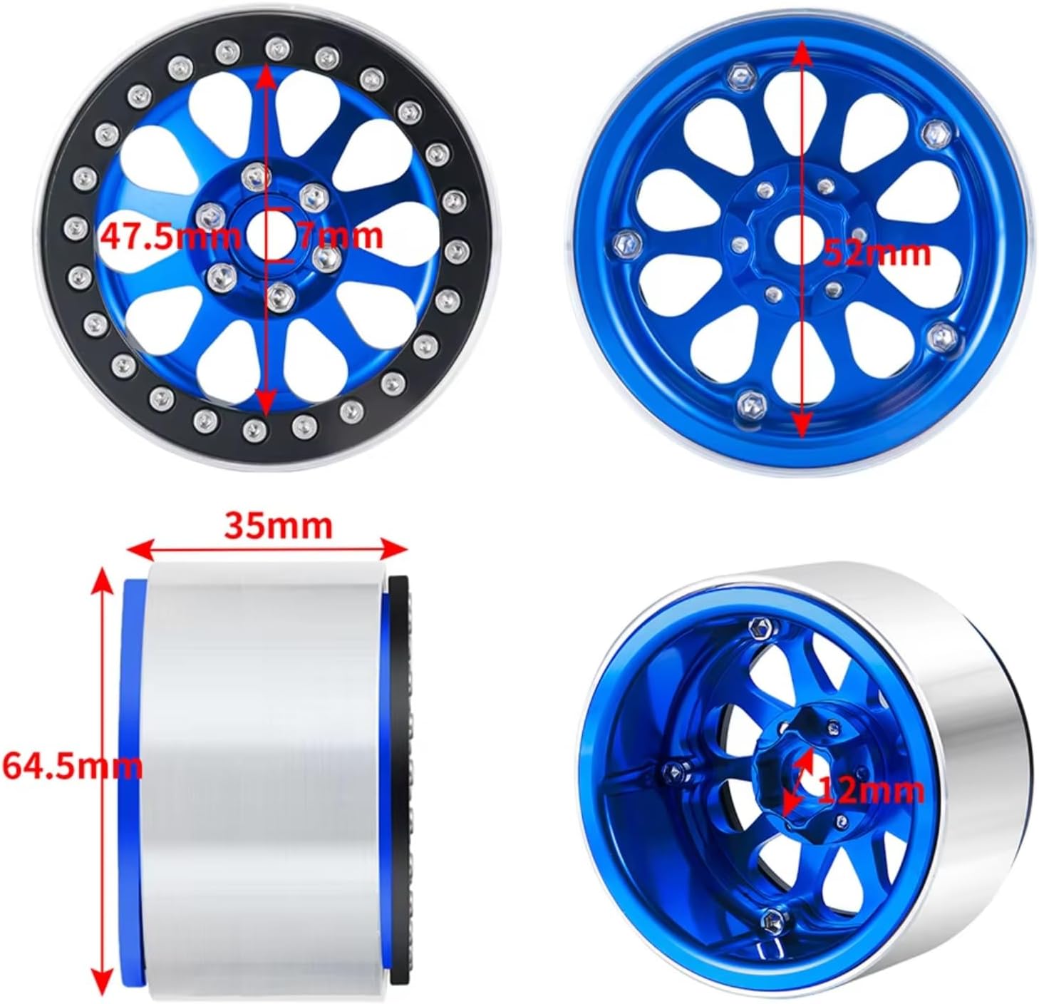 RCビードロックホイールリム For Axial For Tamiya For Redcat