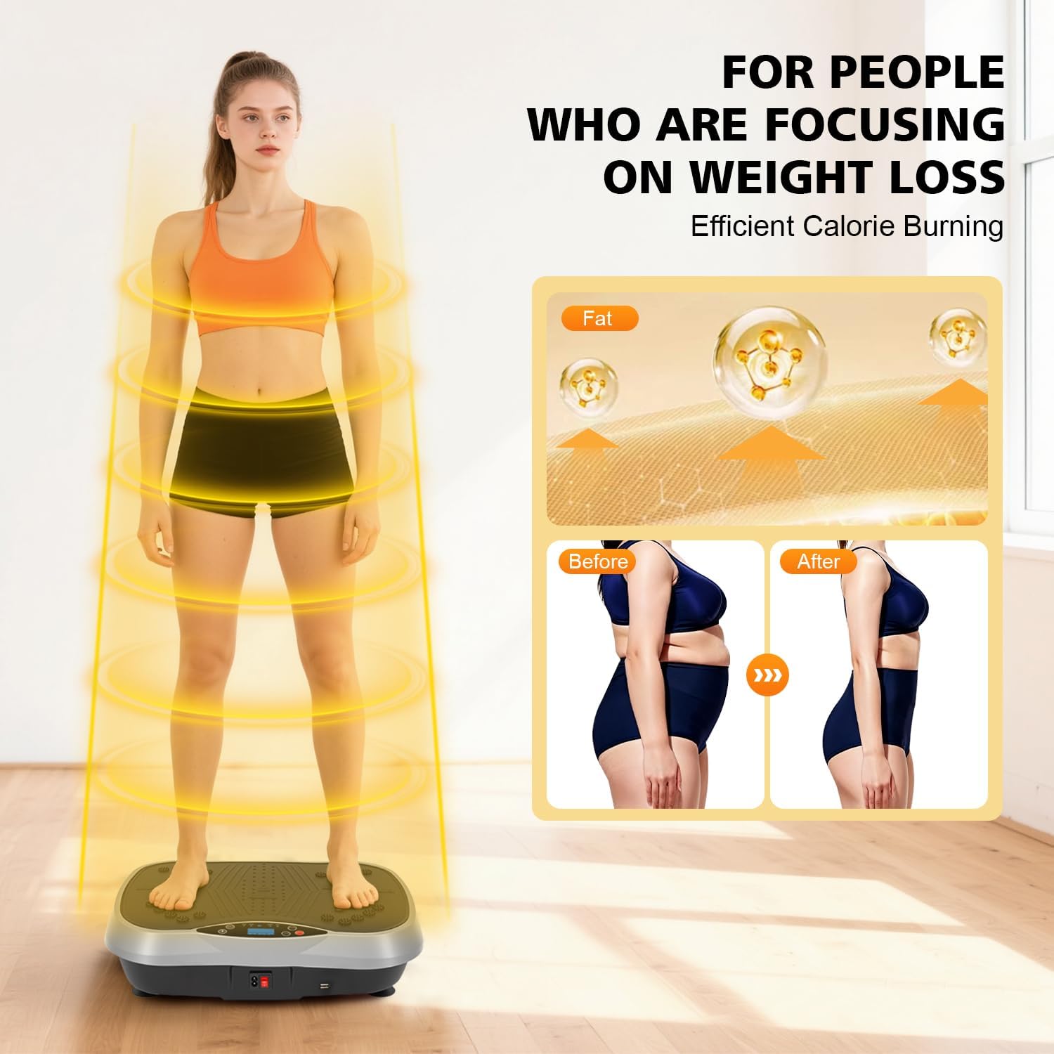Vibration Plate Exercise Machine, 3 Workout Modes/120-Levels Vibrating Plate for Lymphatic Drainage Weight Loss, 400lbs Capacity Whole Body Shake Plate for Women Men