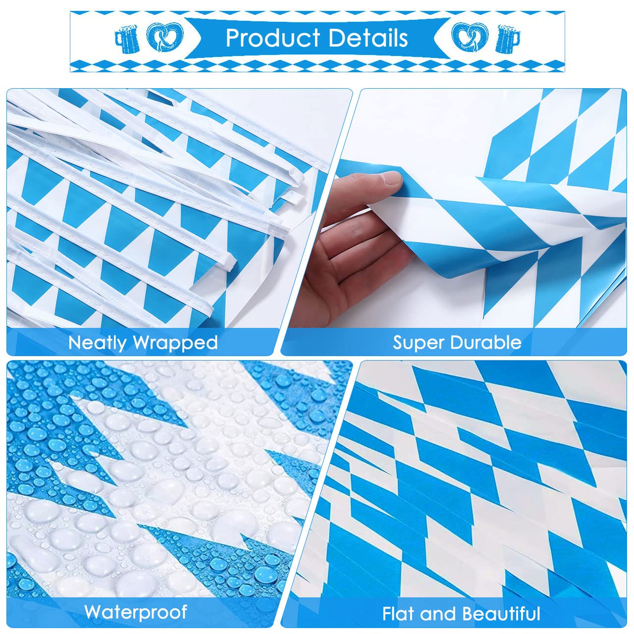 Décorations De Fête D' Oktoberfest, 3 Pièces X 10m Triangle