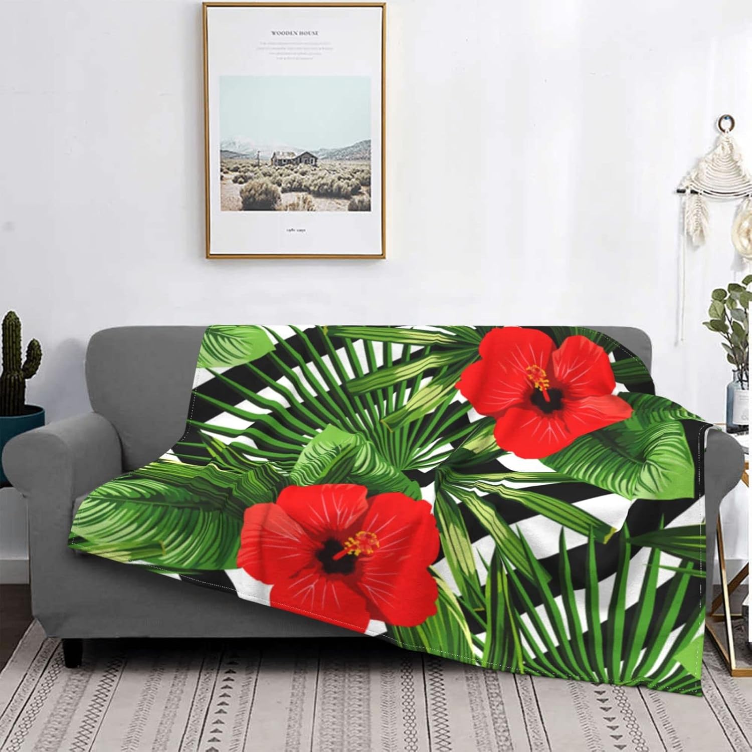 Flores Hojas Tropicales Blanket Ultra Soft Micro Fleece Blanket Throw for Couch Sofa Bed