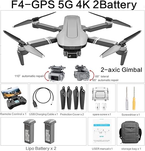 Miniatura 2 de Drone GPS Drone con 5G WiFi FPV 2-Axis 4K Dual Camera Anti-Shake Gimbal 6,561.7 ft transmisión de imagen sin escobillas profesional RC una tecla