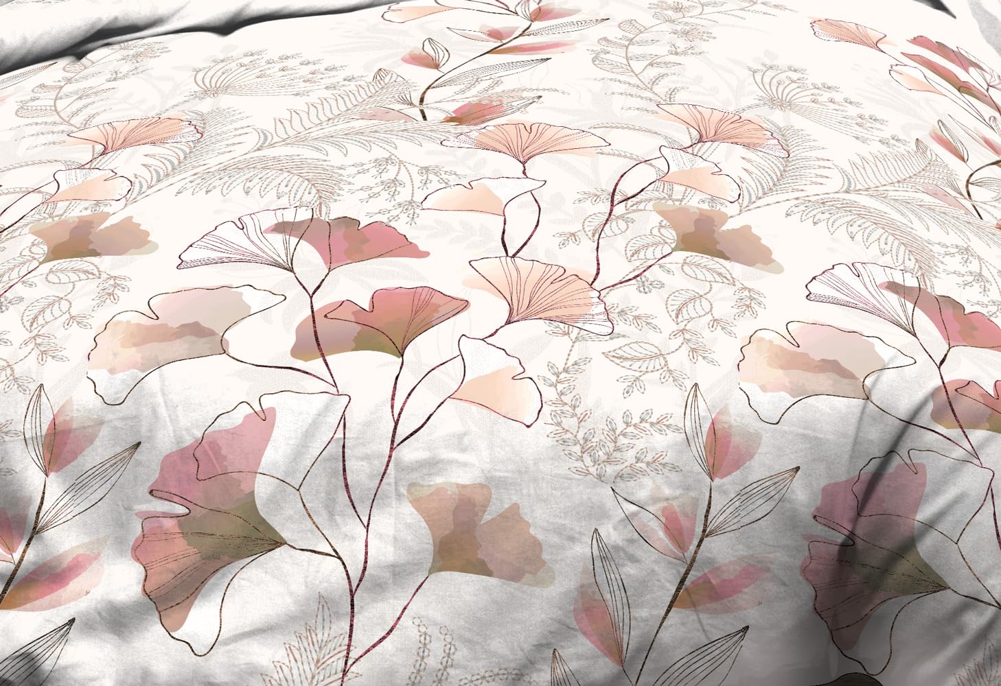 Image secondaire de Ensemble Housse de Couette et Taies en Coton Kyoto Rose - 240x260 cm