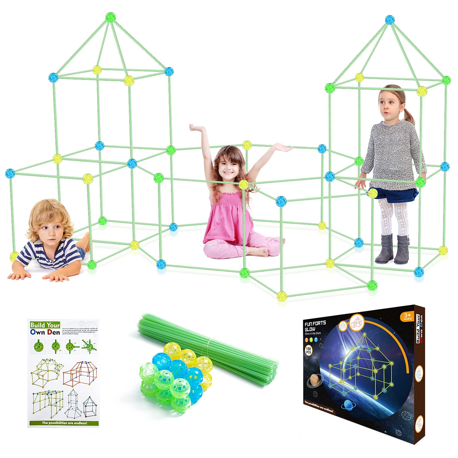 Jqtop Kids Fort Building Kit Glow In The Dark Building | Desertcart GB