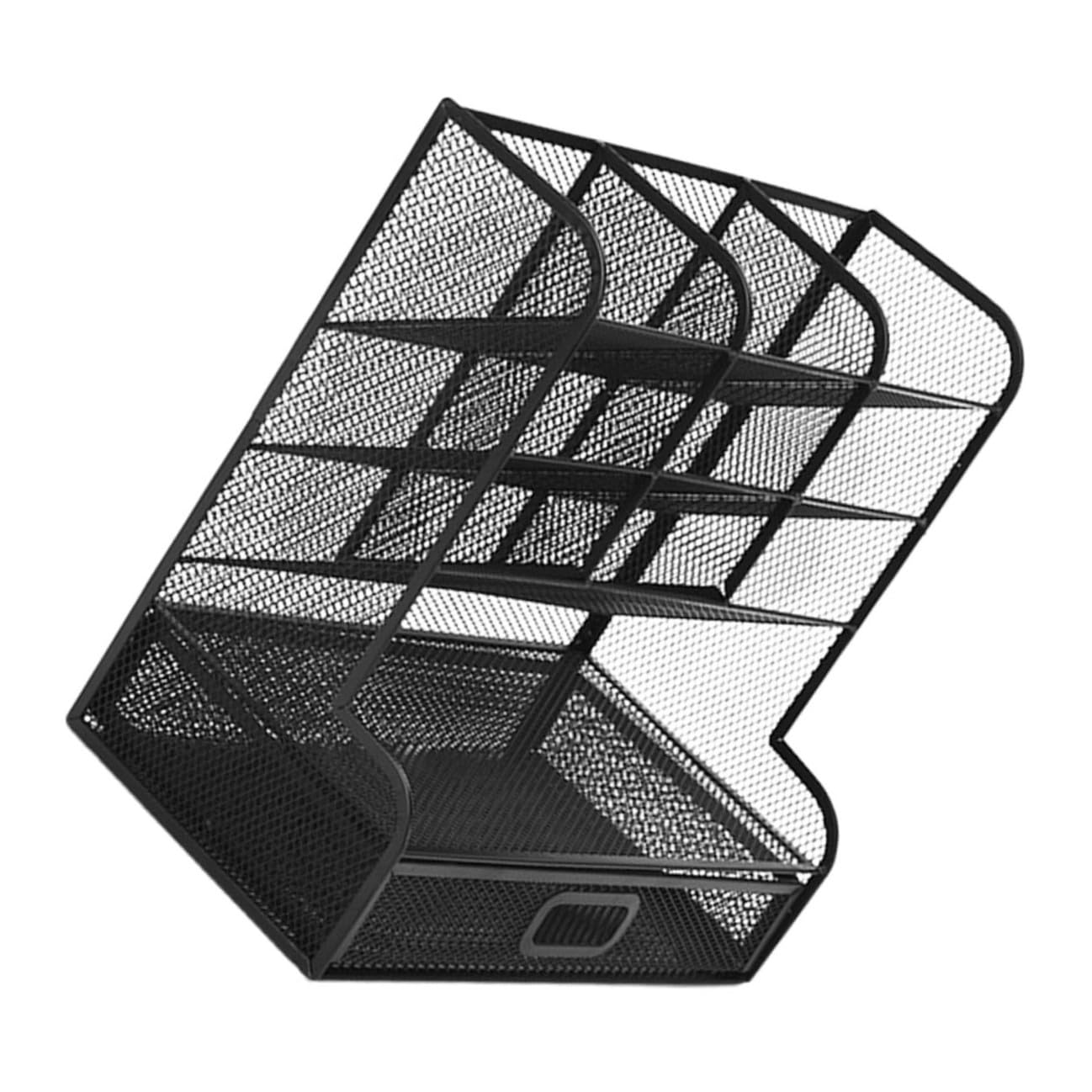 Organizer da Scrivania in Metallo con Scomparti Multiuso Porta Penne e Cancelleria Contenitore Portaoggetti per Ufficio e Scuola Struttura Resistente e Design Elegante Colore Nero