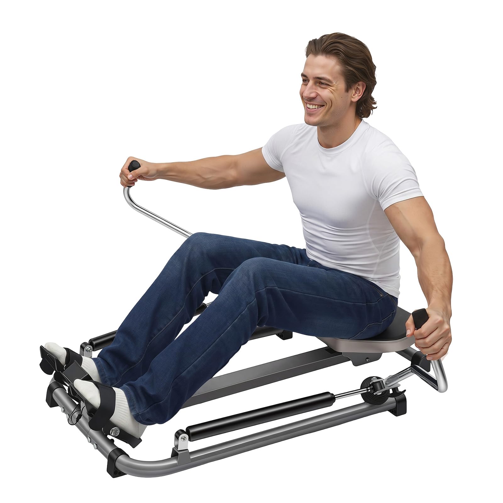 Vogatore per casa, vogatore a 360°, pieghevole, per cardio e allenamento della forza, salvaspazio, attrezzatura sportiva per la casa, monitor LCD, fino a 120 kg