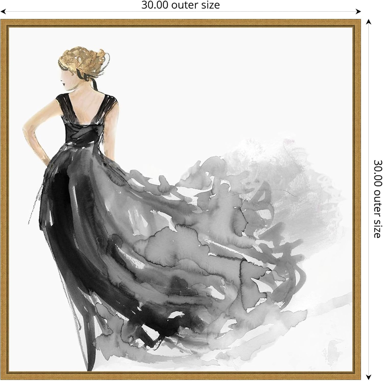 Amanti Art Framed Canvas Wall Art 30x30 Woman in Black Dress I by Aimee Wilson, Framed Wall Art Canvas, People Artwork, Modern Decor, Large Poster Painting for Living Room, Bedroom, Bathroom, Kitchen