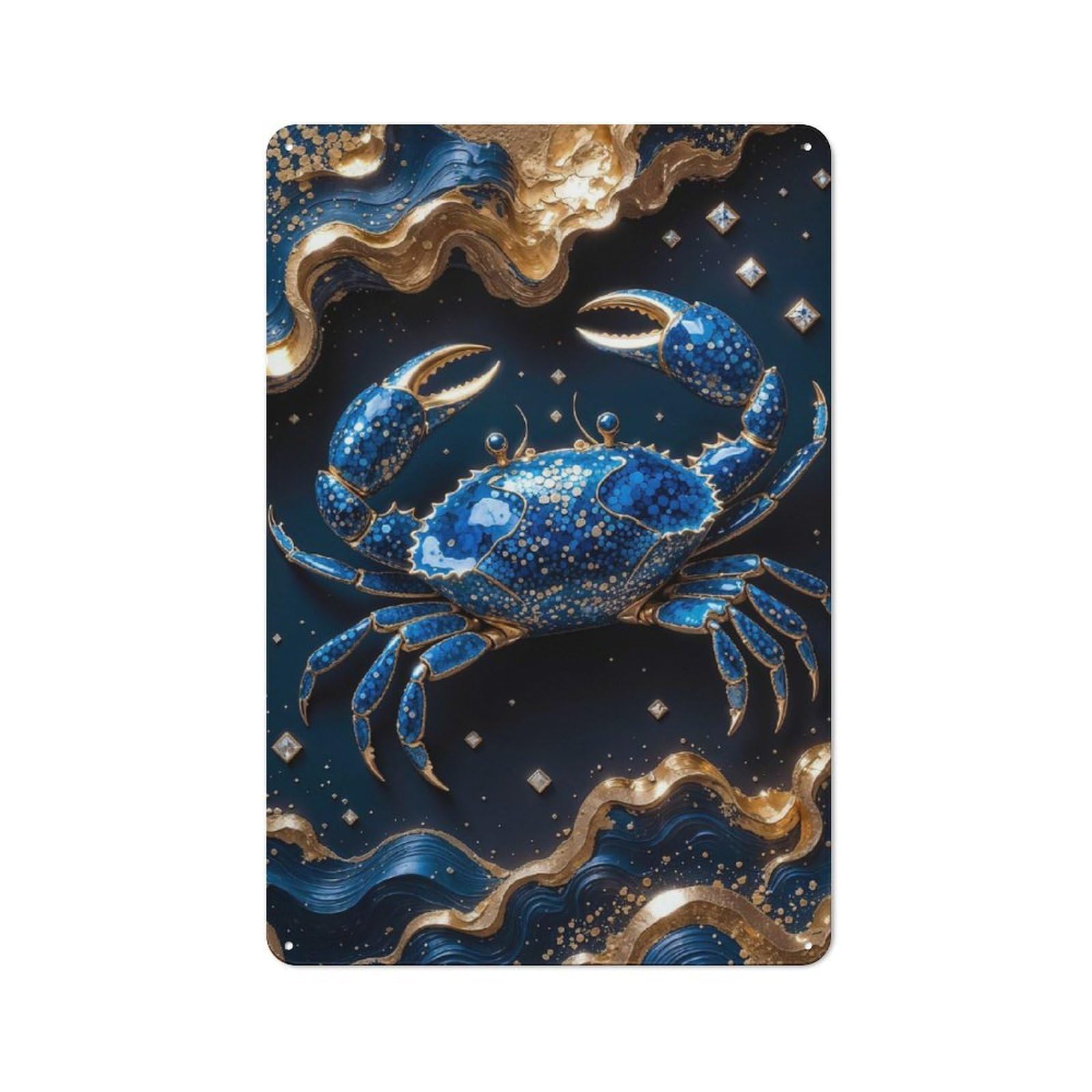 Junmoney Crab Kintsugi Art Retro Tin Wall Plaque 30X20cm Featuring For Garage Wall, For Vintage Wall Decor Fans, For Themed Room Decoration