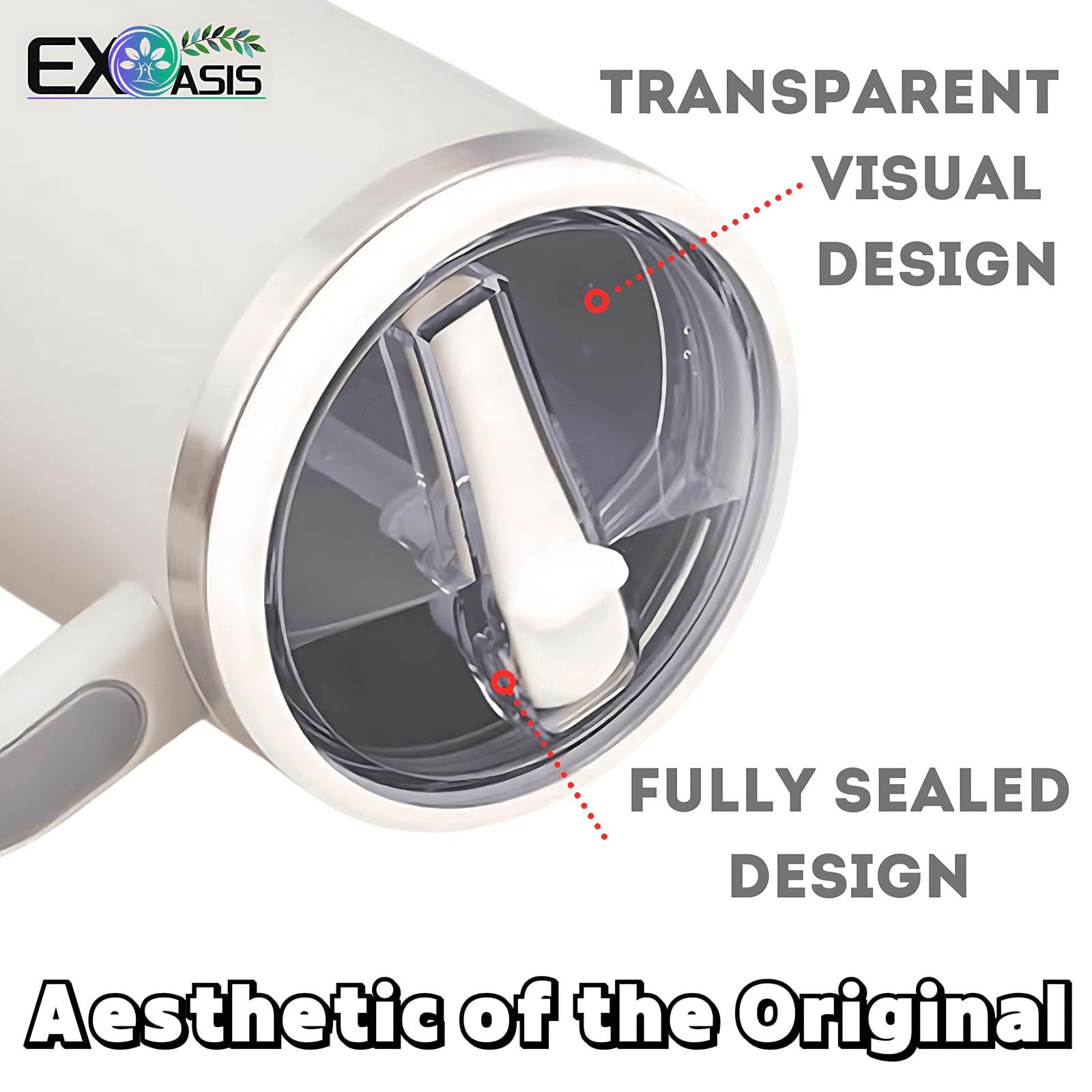 EXOasis ???????????????????????????????? Leak Proof Flip Straw Lid Replacement for 40oz Stanley Quencher H2.0, No Spill Accessories with Extended Straw &Enhanced Sealed Lid (Purple)