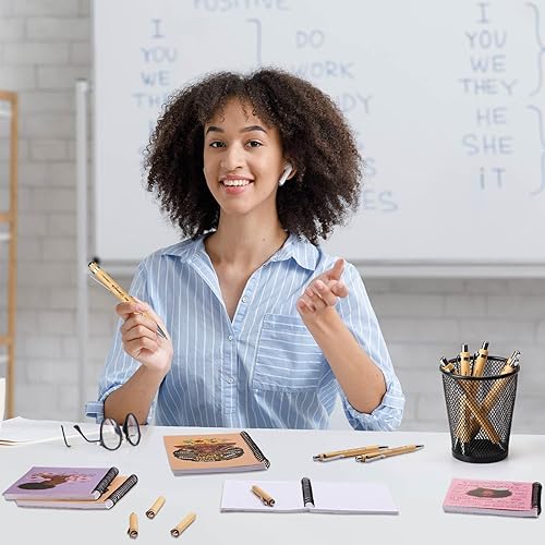 Miniatura 6 de 8 cuadernos negros para mujeres, afroamericanos, espirales, motivacionales, para niñas negras, cuaderno de tapa dura inspirador con 8 bolígrafos de