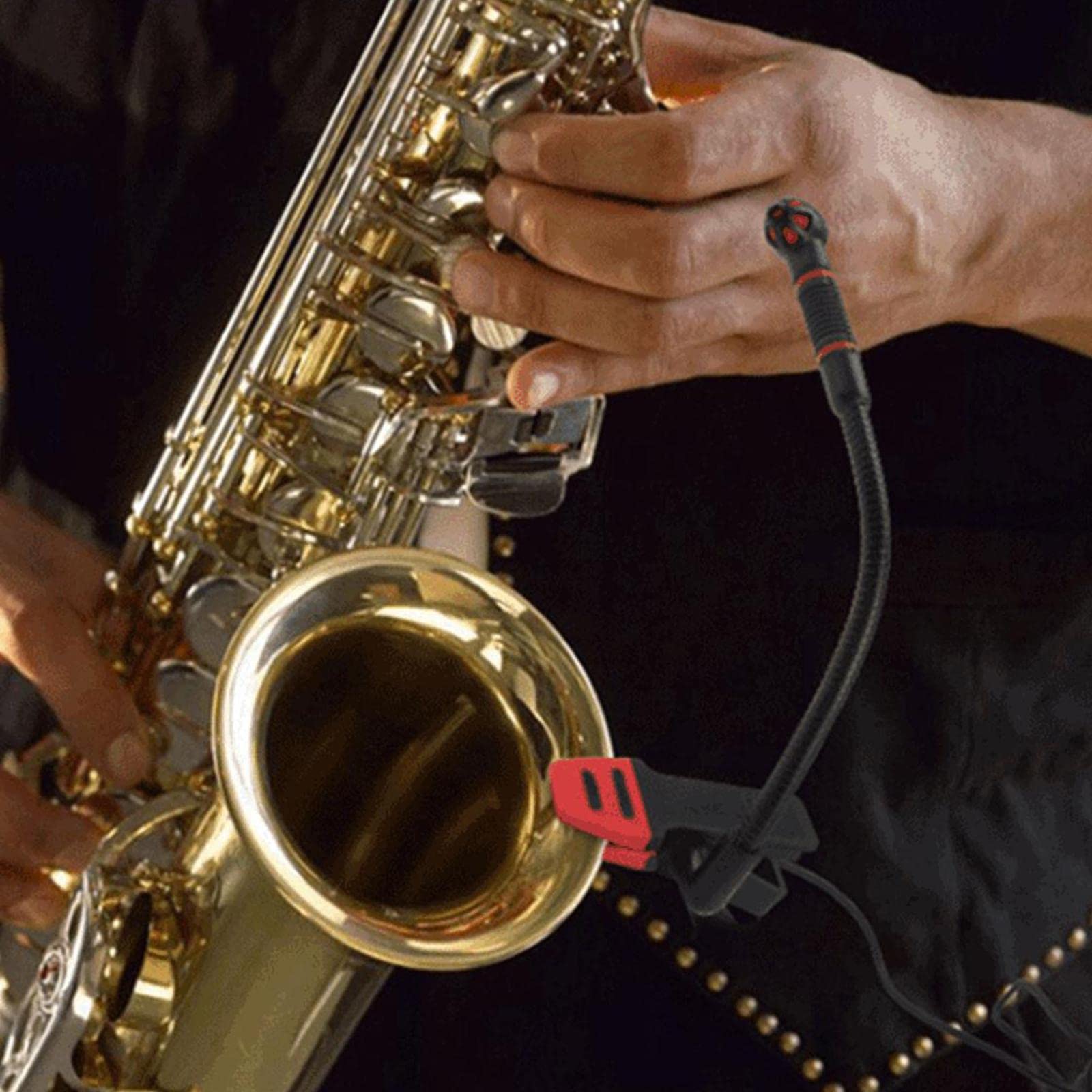 Instrumento Micrófono Condensador Clip Grabación de Voz Show Micrófono de para Trompeta de saxofón