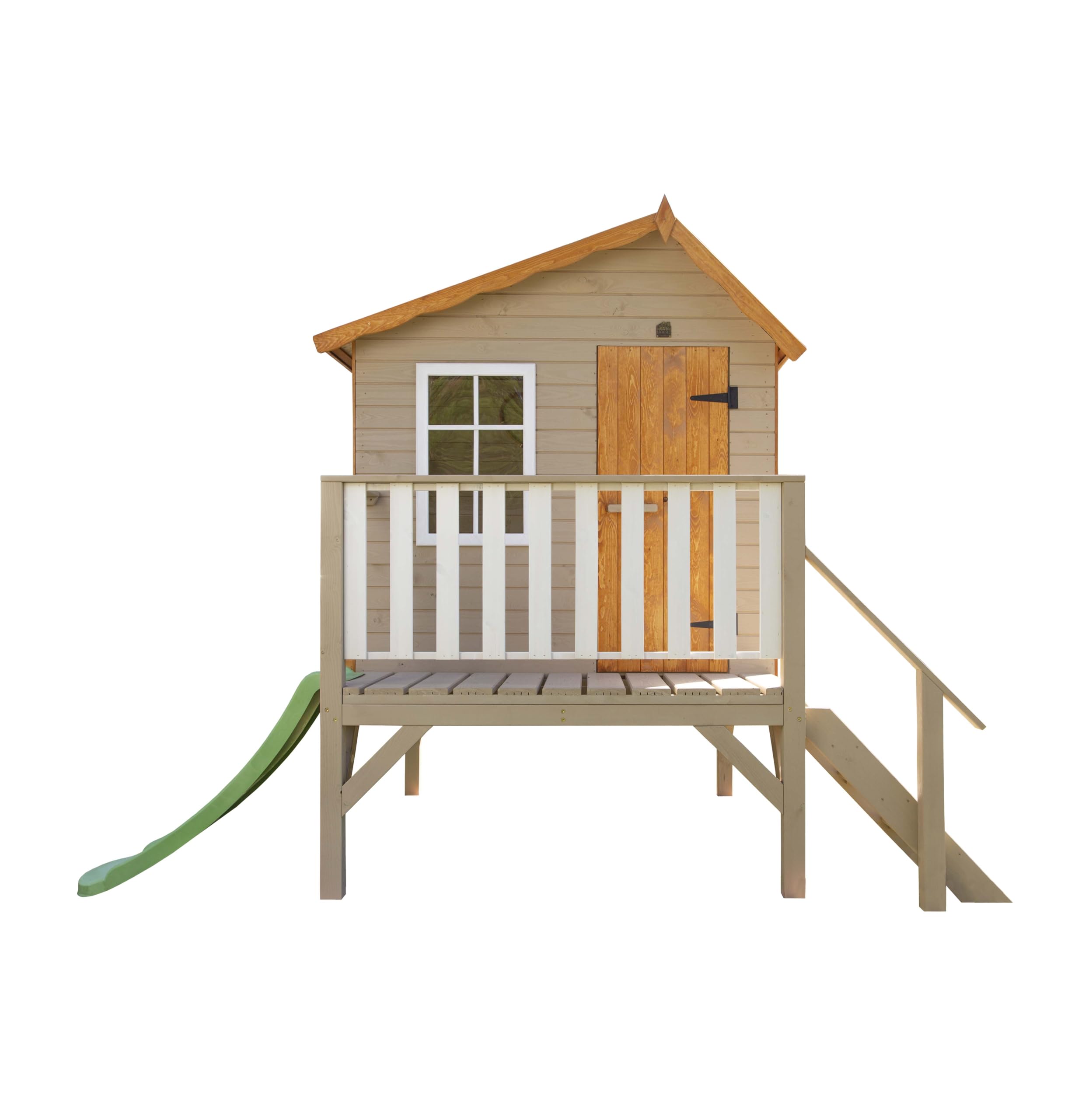 Casita Infantil de Madera Exterior con Tobogán Super OLI | Colores Personalizables | 150 x 192 x A230 cm | Casas Green House