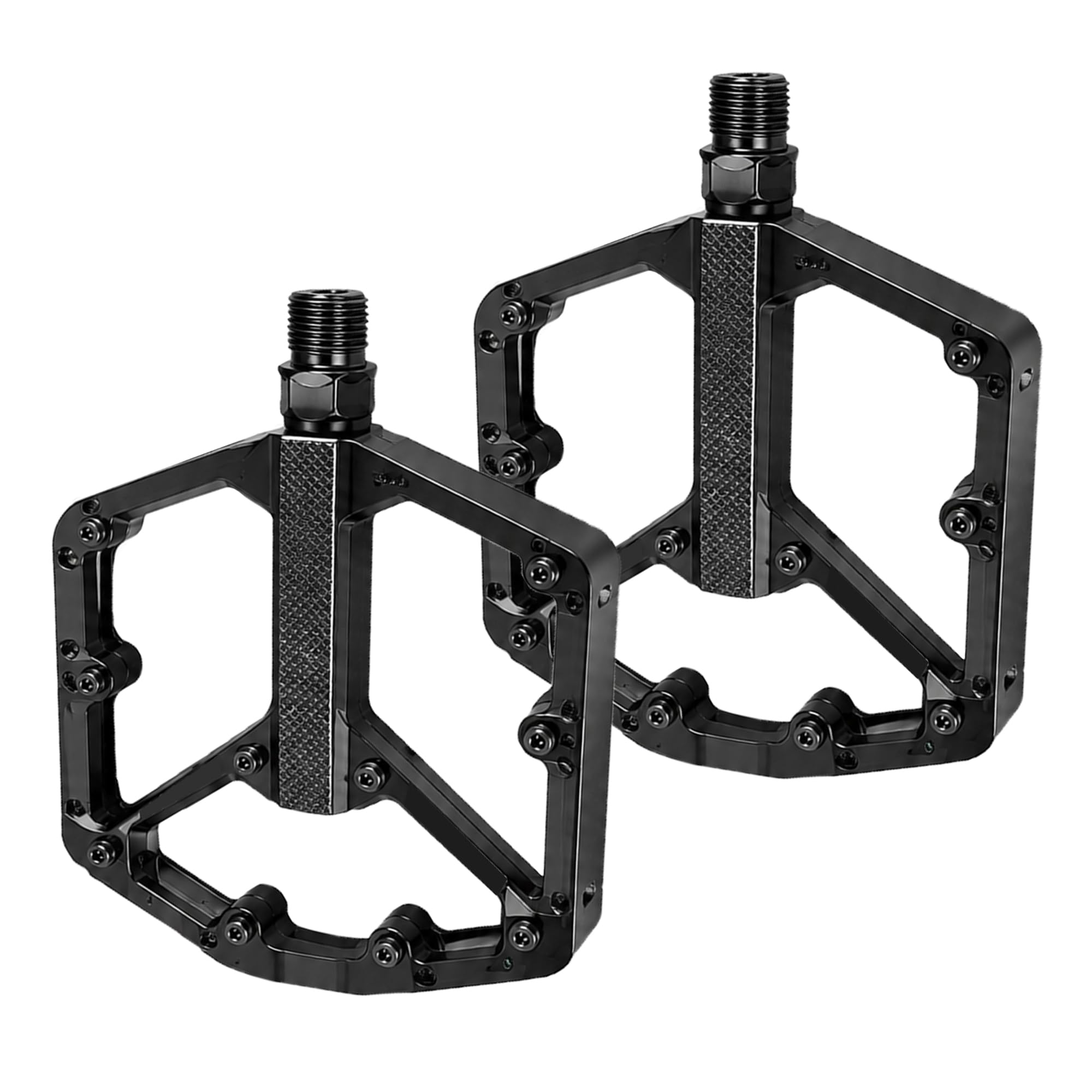 Bike Pedals MTB Flat Pedals 9/16 Inch Sealed Bearing Bicycle Pedals, CNC Aluminium Alloy Wide Platform Anti-Slip Pedals for Mountain Bike, Road Bike, BMX, Hybrid, Gravel and Commuter Bikes