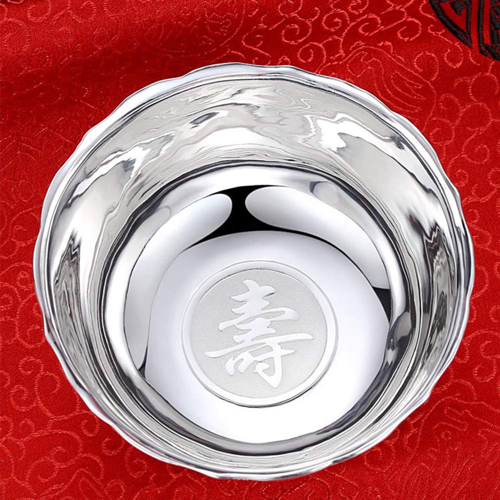 Bol à céréales en argent sterling, bol à soupe, riz, bol de nouilles instantanées, bol à fruits et à salade, fabriqué à la main, facile à nettoyer, pratique comme cadeau, 204 g