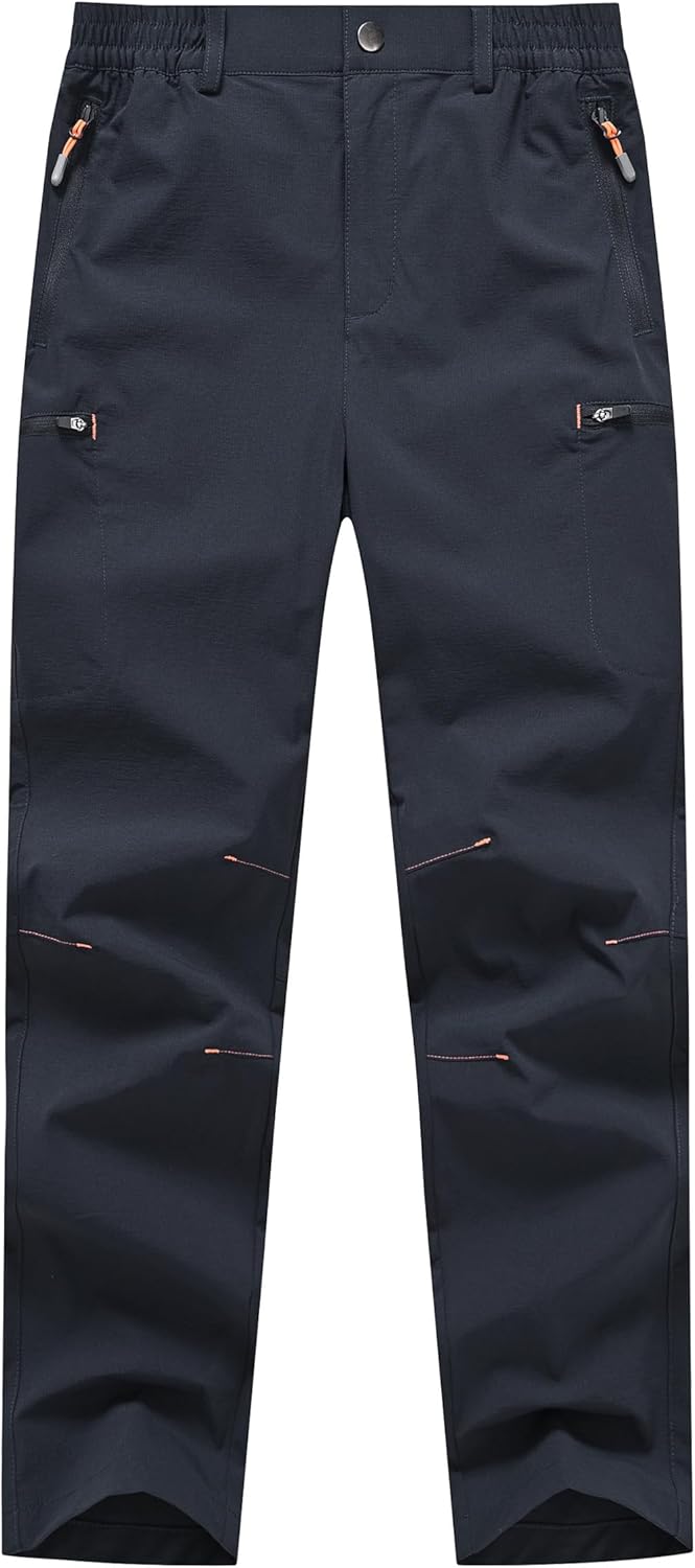 Kids Hiking Cargo Pants Quick Dry Lightweight Outdoor Scout Pants Waterproof with Zip Pockets 4-16Y