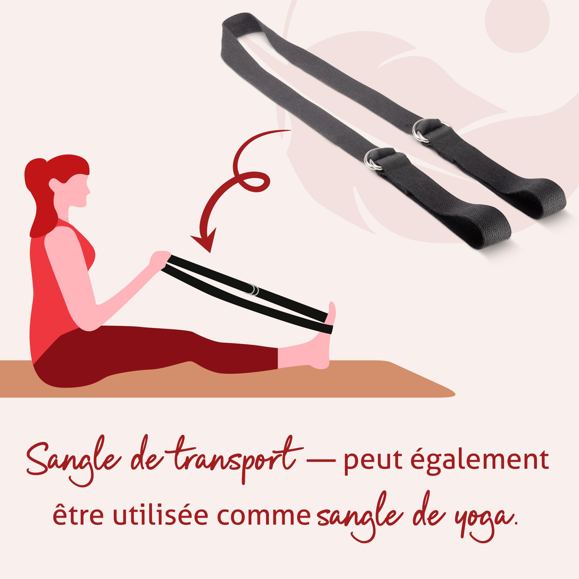 Tapis de Yoga en Liège Naturel Antidérapant 183x61cm 4mm avec Sangle de Transport Lignes d’Alignement