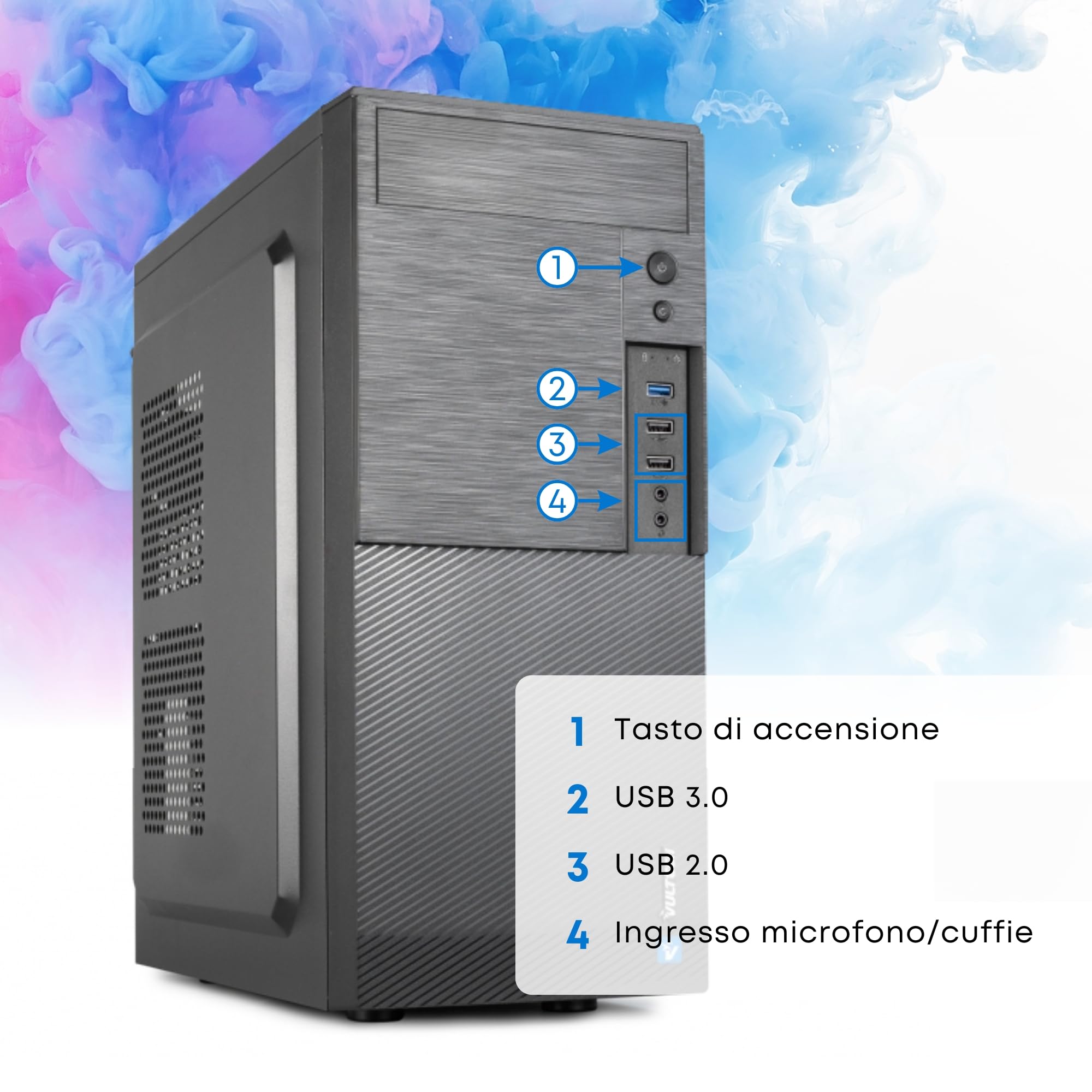 SG - Computer Pc Fisso Assemblato - CPU Intel i5-12400F 2.50 GHz 6 Core - GPU GT 1030 2Gb DDR5 - Ram 32Gb SSD 1Tb - USB 3.0 VGA Display Port Wi-Fi - Win 11 Pro