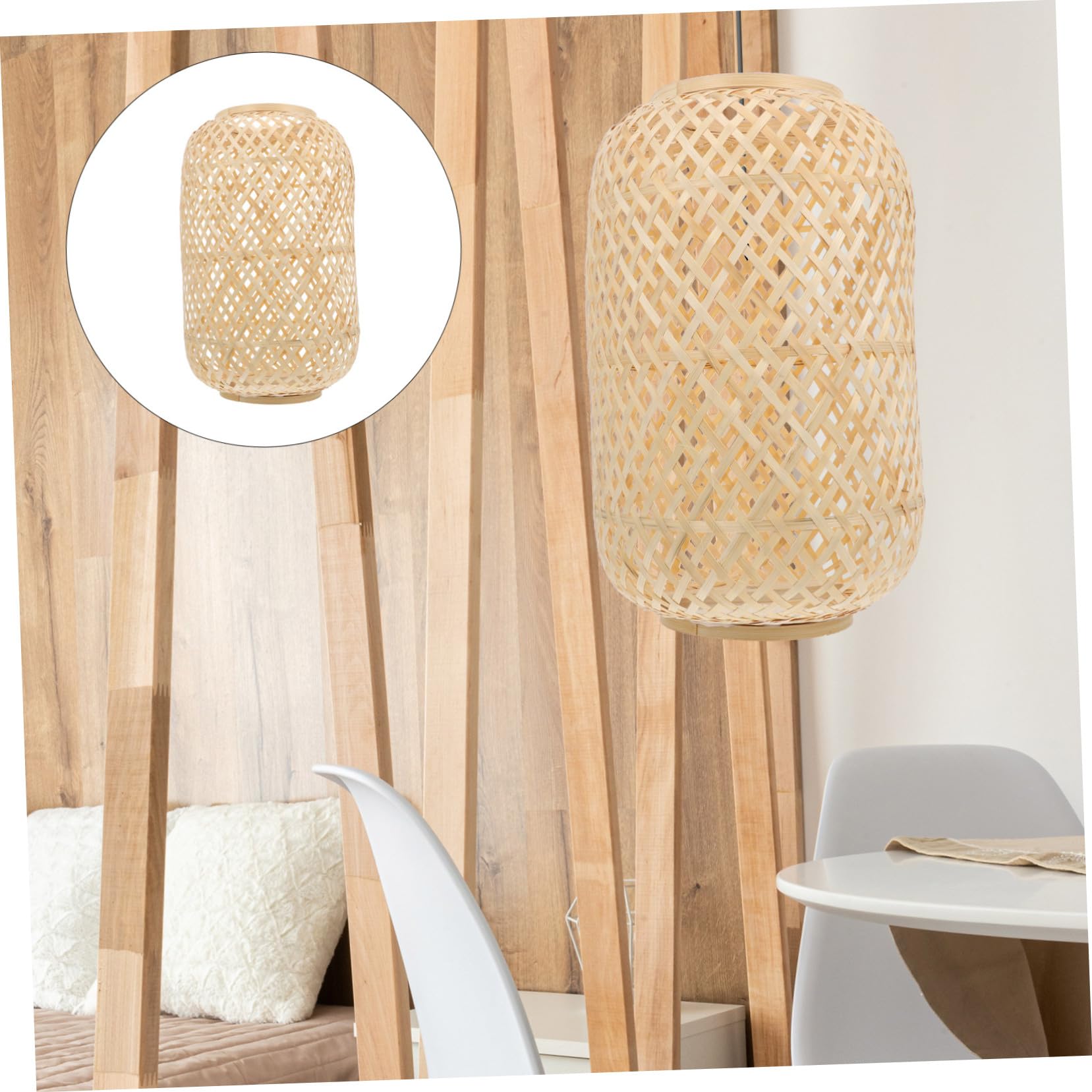 LIFKOME Pantalla De Lámpara Rústica Colgante De Bambú Hexagonal 20x30 Cm, Protección Natural, Decoración Interior Hogar, Efecto Luz Cálida, Accesorio Práctico