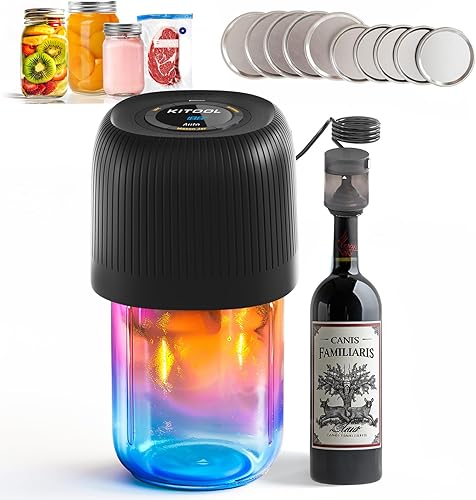 Kit de sellado al vacío eléctrico de tarros Mason para tarros Mason de boca ancha y boca regular, máquina selladora de conservas al vacío para