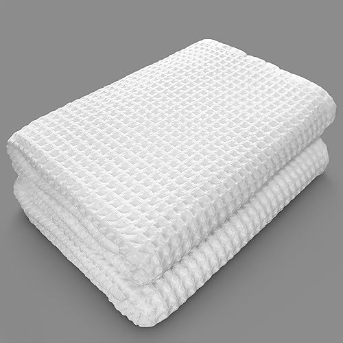 Miniatura 6 de Juego de toallas de baño europeas de tejido gofre, 100 % algodón orgánico, secado rápido, sin pelusas, finas y absorbentes, resistentes a la