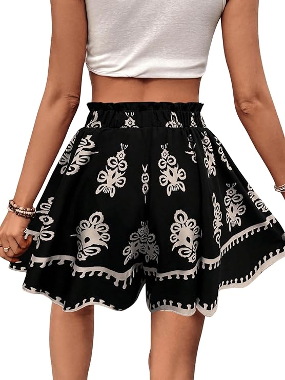 SOLY HUX Mini Jupe Léopard Pour Femme - Jupe D'été Bohème Y2K - Multi-couches - Vintage - Mini Jupe - Jupe De Fête - Jupe De Danse Avec Ourlet à Volants, Effet