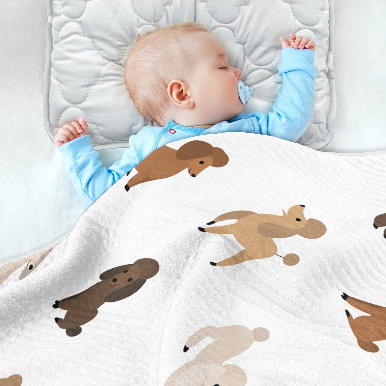 Swaddle Blanket Cartoon Happy Poodle Cotton Blanket for Infants, Receiving Blanket, Lightweight Soft Swaddling Blanket for Crib, Stroller, Nursery Blankets, 30x40 in