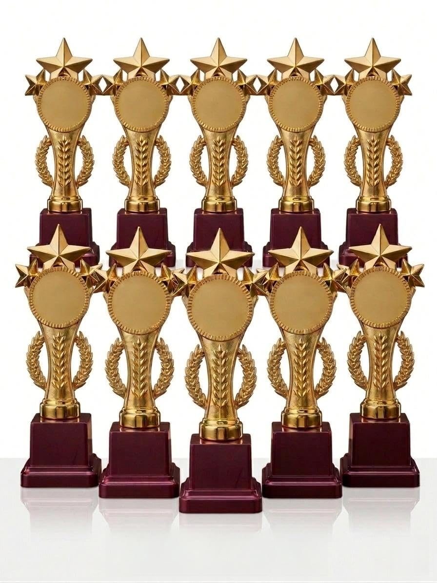 Metallic Fibre Star Tower Golden Winning Trophy Pack of 10 (8.5 inch) Trophies | Awards-image-38