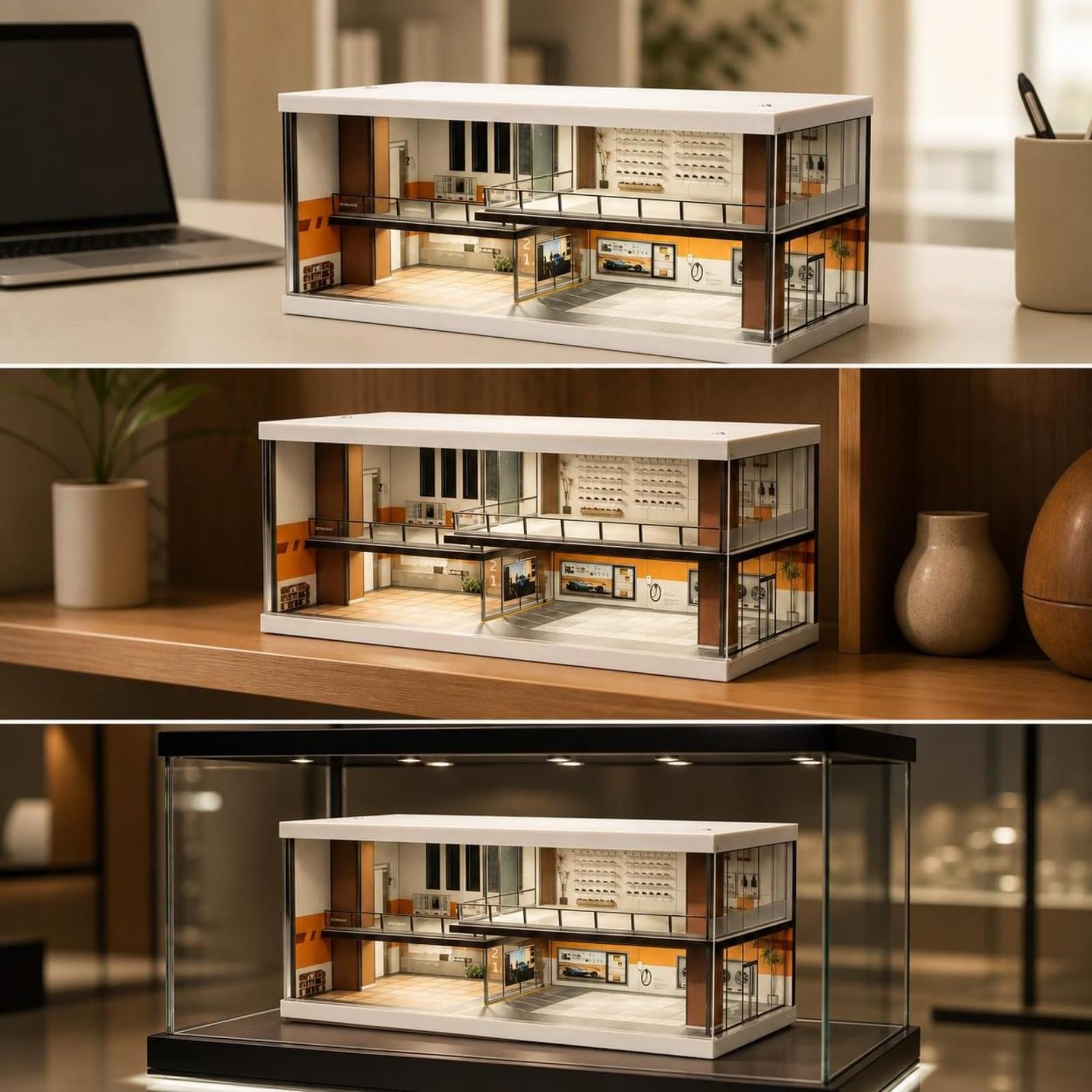 Qianly Diorama Parcheggio 1:64 Compatto | Parcheggio in Miniatura, Resistente, per Collezione, Collezionisti