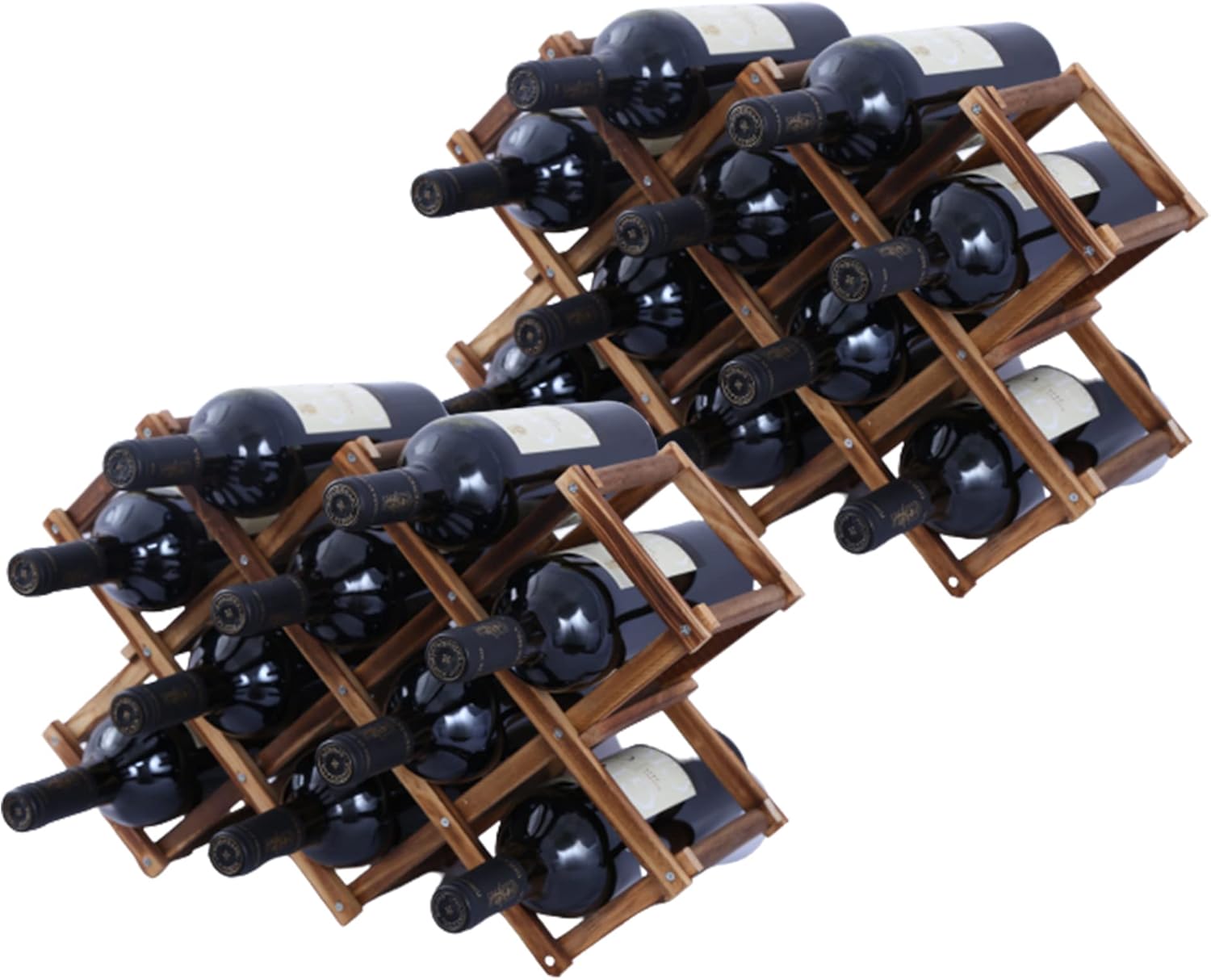 Buy TONLEA 2 Pack 10 Bottles Wooden Wine Rack, Foldable Wine Racks for