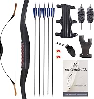 SPG 40lbs 53" Traditional Recurve Bow Set - Handmade Wooden One-Piece Longbow for Adults, Ambidextrous Archery with Arrows & Accessories