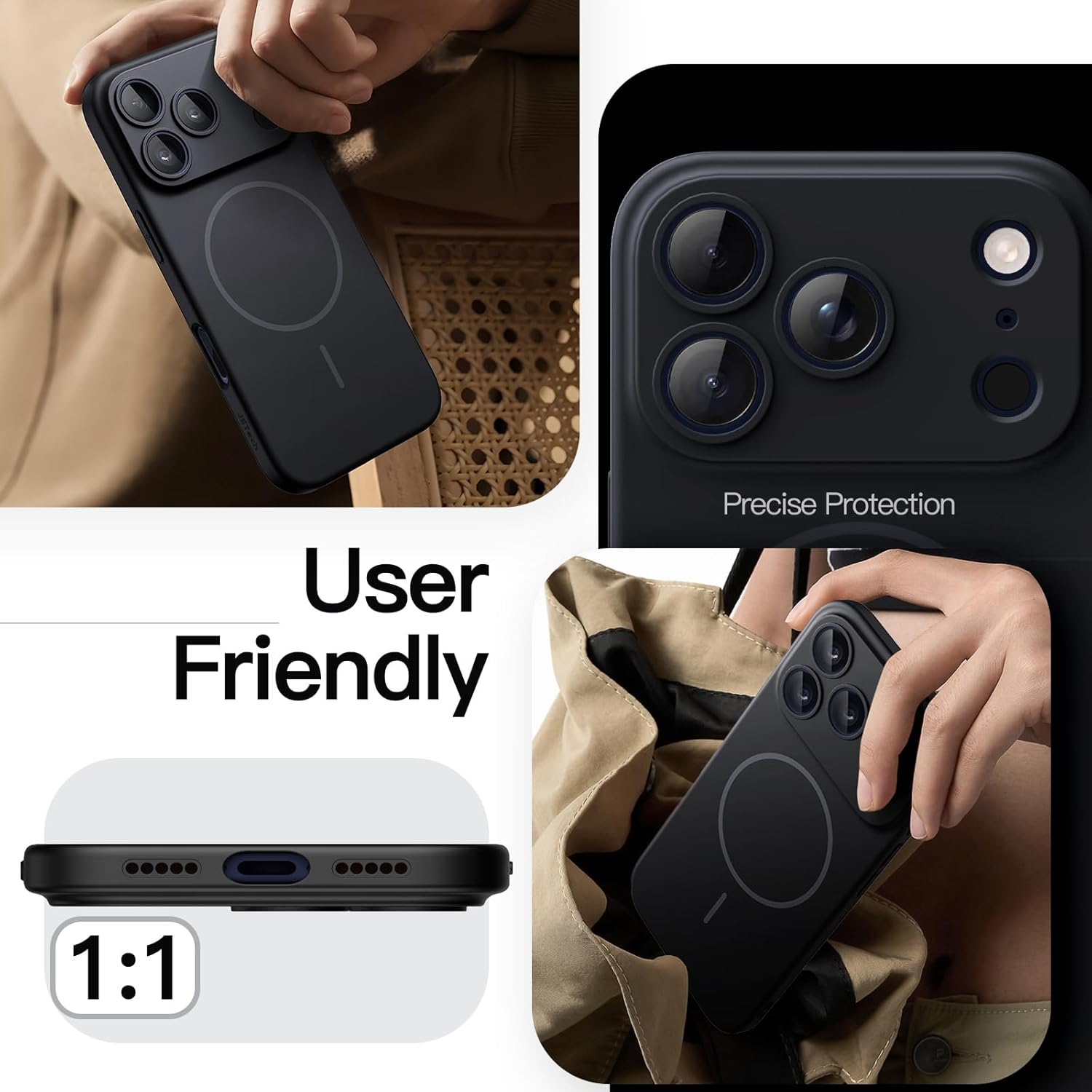 JETech Magnetic Slim Case for iPhone 17 Pro 6.3-Inch, Compatible with MagSafe, Ultra-Thin Lightweight Minimalist Phone Cover with Matte Finish and Full Camera Lens Protection (Black) - Image 7