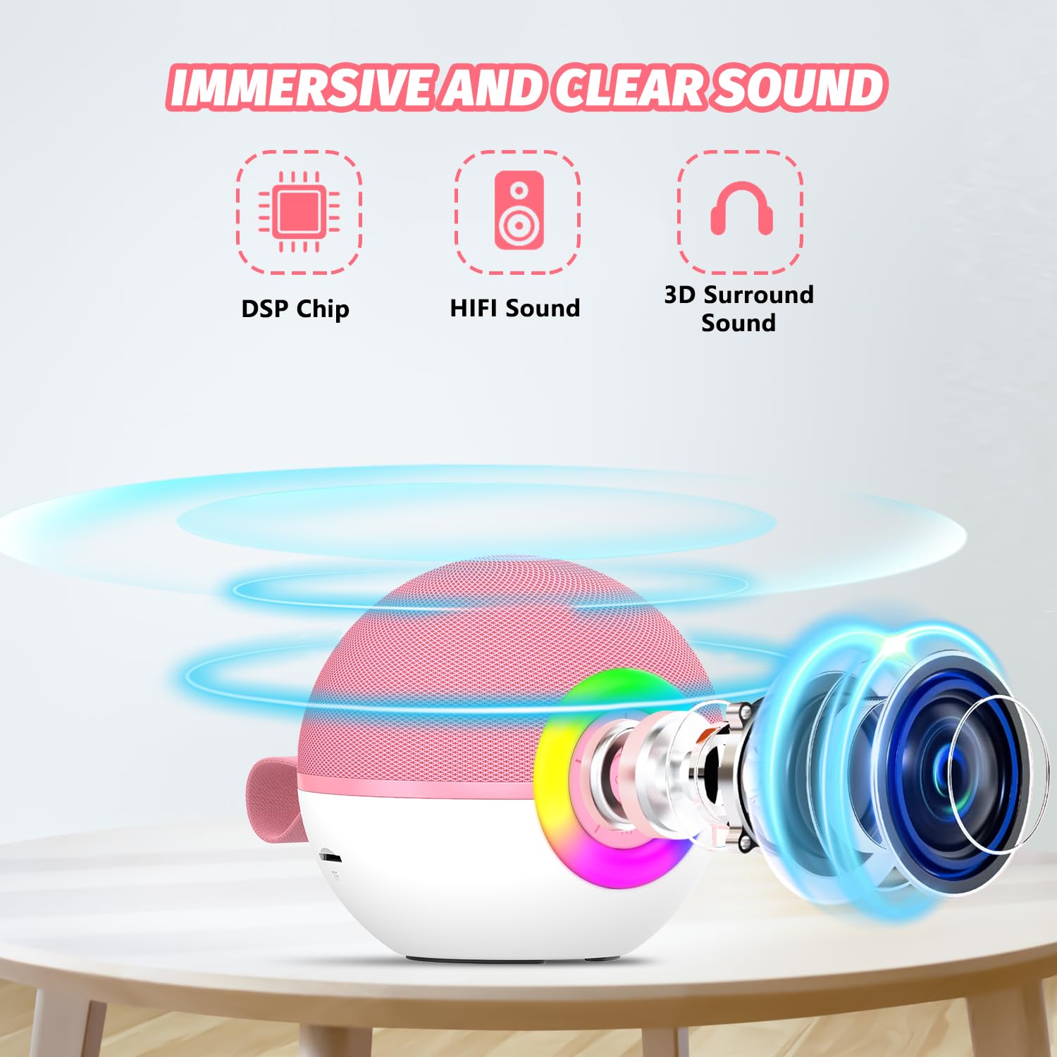 Mini máquina de karaoke para niños y adultos, altavoz Bluetooth portátil con 2 micrófonos inalámbricos, juguetes de regalo con reproductor de MP3 para niños y niñas de 3 a 12 años, regalo de 2