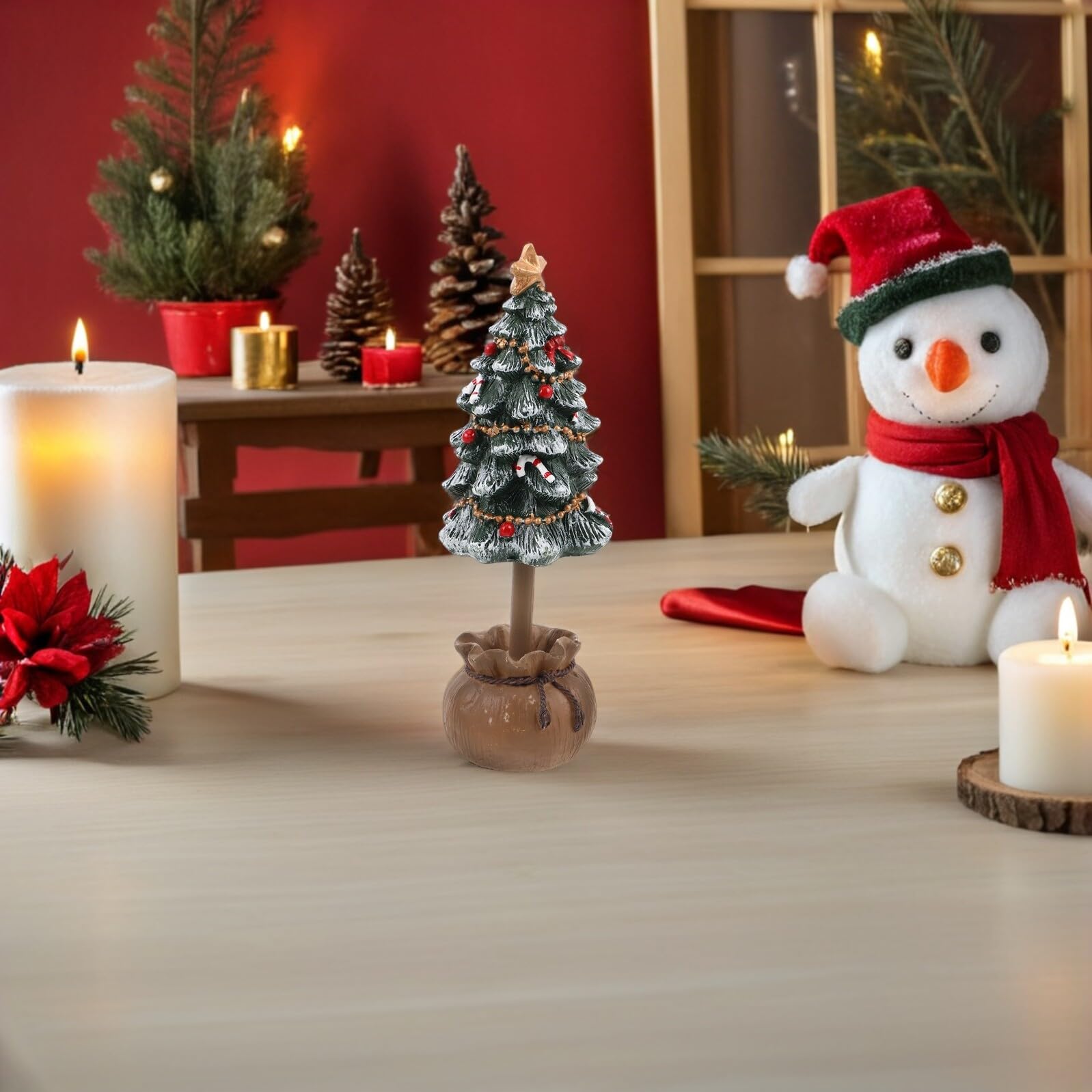 Mipcase 2 Pezzi Mini Alberi di Natale da Tavolo in Resina Verde Decorazioni da Tavola per Feste Natalizie Centrotavola Compatto per Scrivanie e Stufa Decorazioni Natalizie Versatili