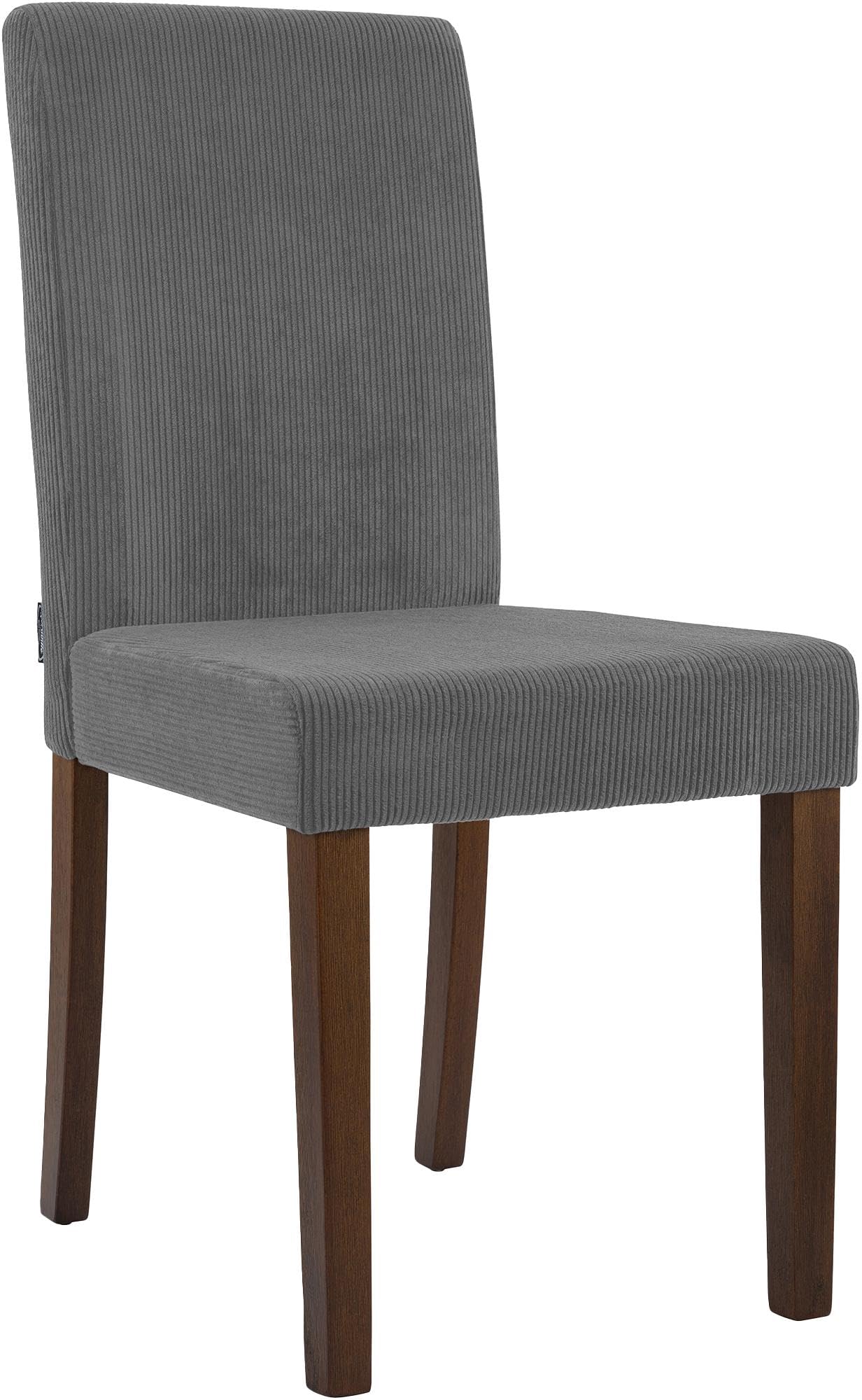 CLP Silla de Comedor Acolchada con Respaldo Ina, Silla de Cocina con tapizado de Pana, Estructura Estable de Madera Color:Gris;Color del Marco:Envejecido Oscuro