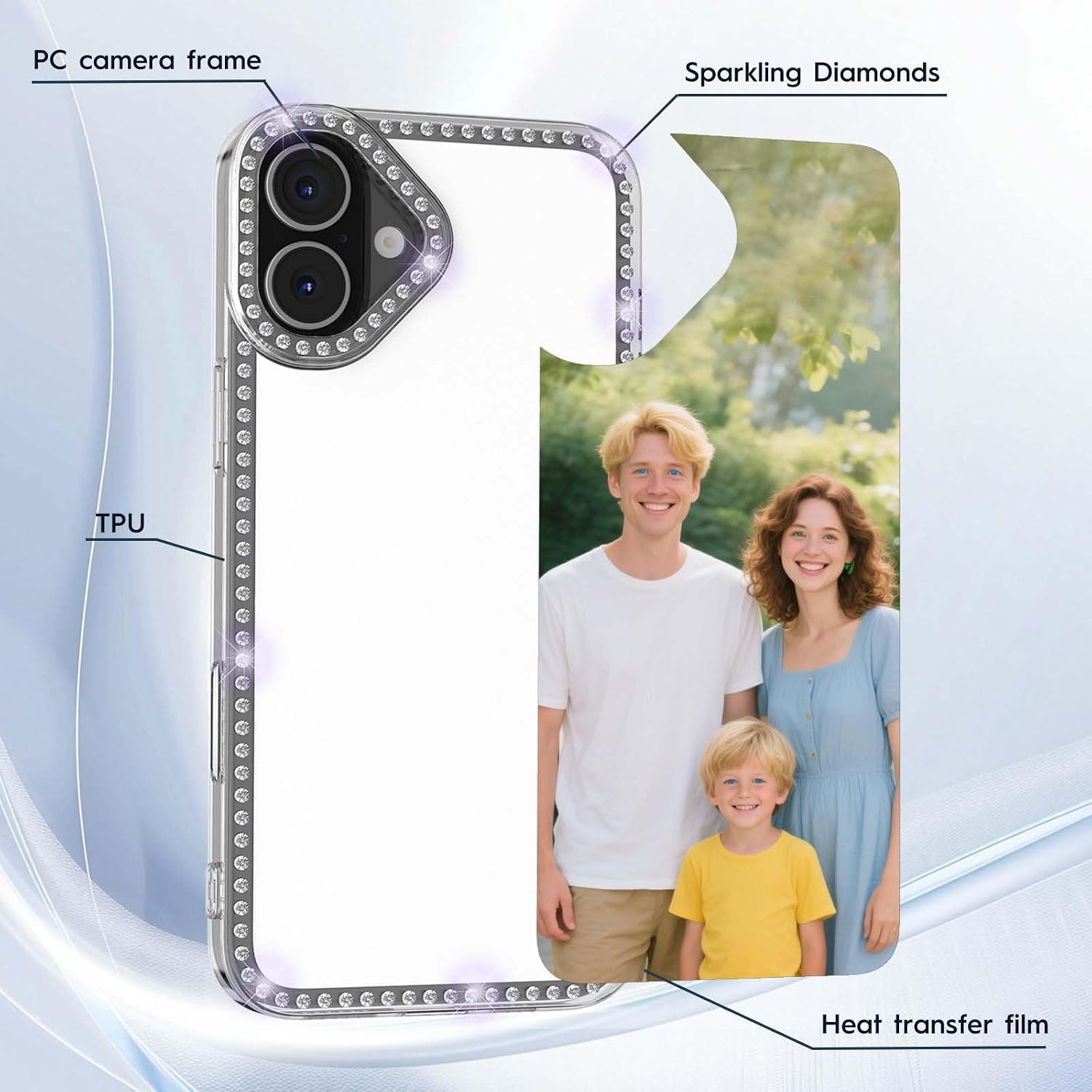 Sublimation Phone Case Compatible for iPhone 16 2 Pieces Clear image 3