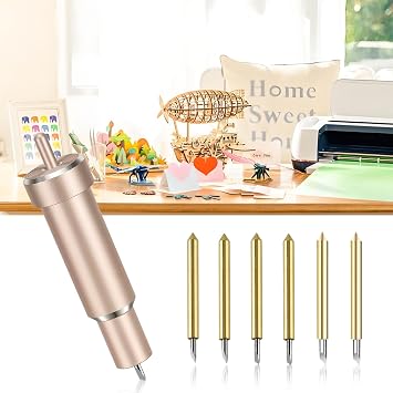 Fine-Cut Blade for Cricut Maker 4/3/Explore Air 3/Air 2/One 6 Replacement Blades with Casing Blade for Cricut (30°/45°/60°) for 1.5 mm Thick Cardstock/Vinyl/Cork/Fabric (Gold)