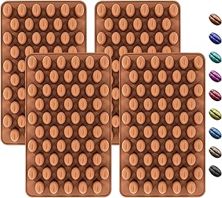 Coffee Bean Mold 4 PCS 55 Cavities Mini Coffee Bean Mold Silicone Reusable for DIY Chocolate Candy Handmade Soap Resin Crayons Jelly Cake